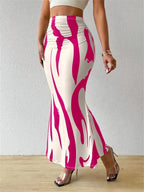 Long Skirt Casual High Waist Zebra Print - Piña Colada