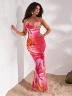 Printed One-Shoulder Maxi Dress - Piña Colada