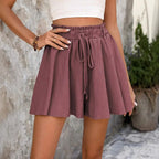 High-Waist Casual Folded Shorts - Piña Colada