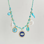 Beach Style Turtle & Starfish Pendant Necklace - Piña Colada