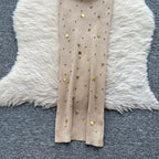 Sexy Knitting Split Long Dress Sleeveless - Piña Colada