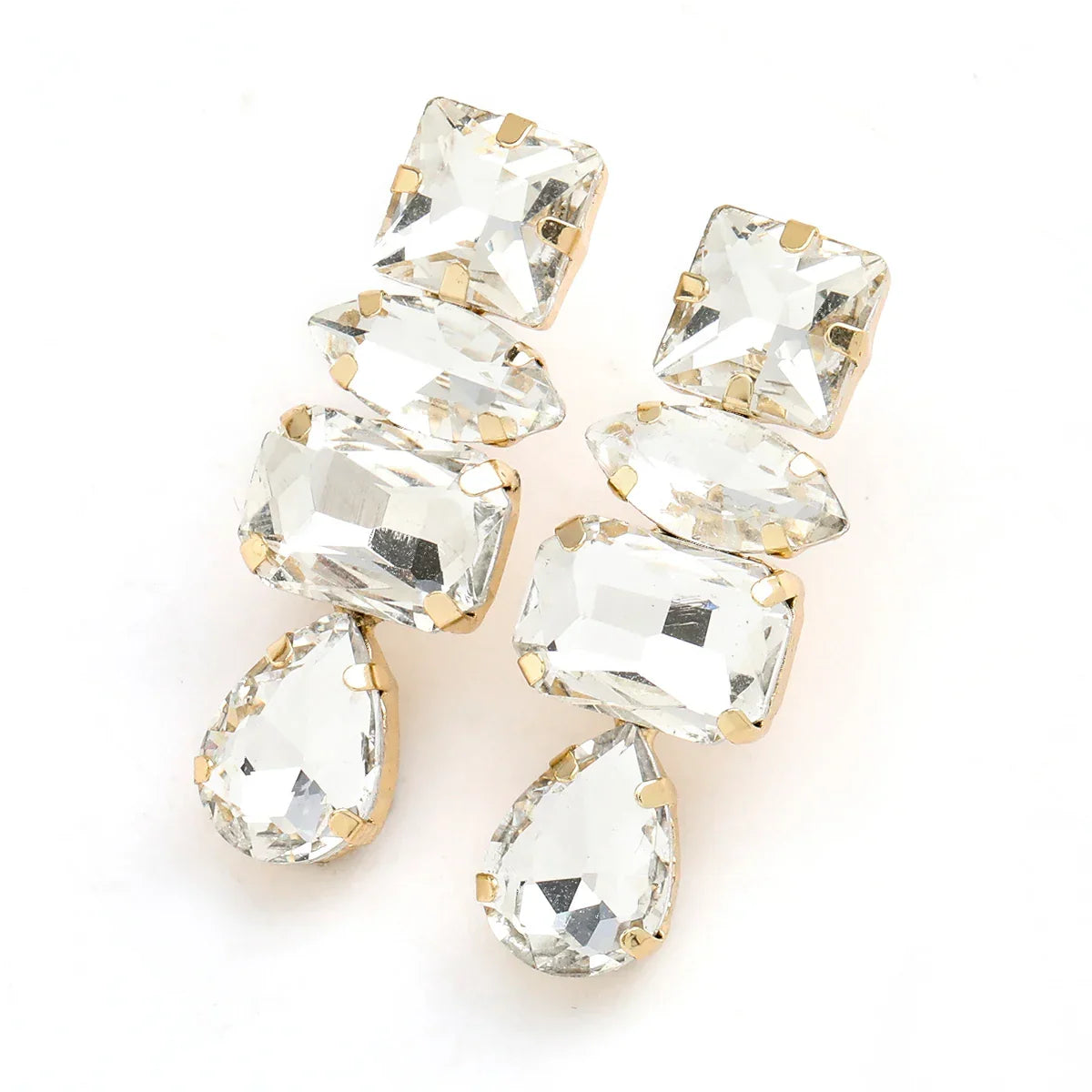 Rhinestone Water Drop Dangle Earrings - Piña Colada