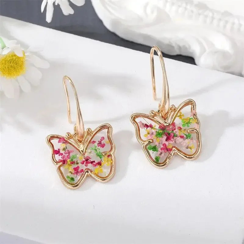 Natural Flower Dangle Earrings - Piña Colada