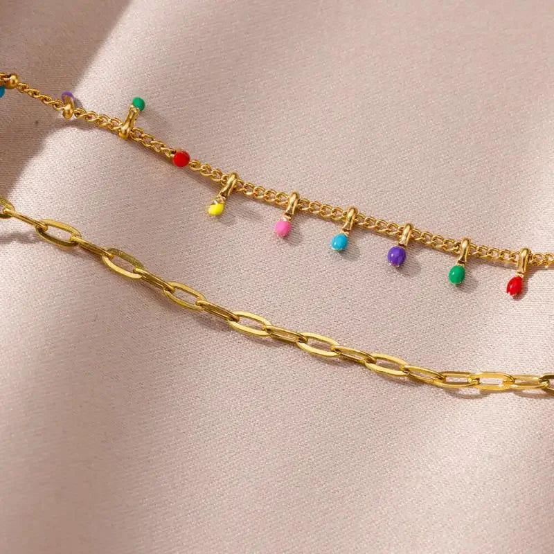 Stainless Steel Gold-Plated Anklet for Women - Piña Colada