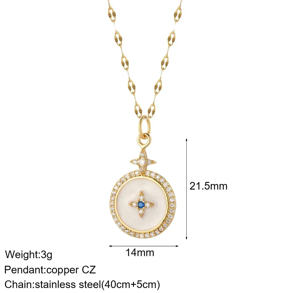 Gold Pendant Long Stainless Steel Chains - Piña Colada
