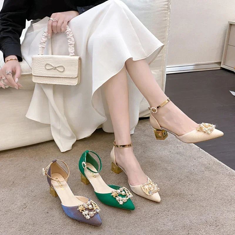 Bling Crystal High Heels Pumps - Piña Colada