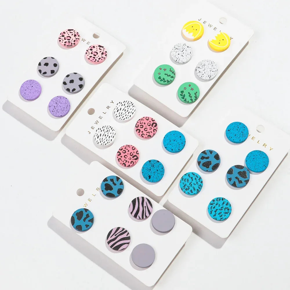 3Pairs/set Colorful Acrylic Earrings - Piña Colada