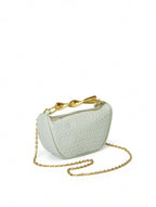 Summer Half-Moon Beach Straw Shoulder Bags Women's - Piña Colada
