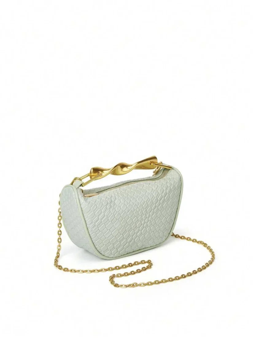 Summer Half-Moon Beach Straw Shoulder Bags Women's - Piña Colada