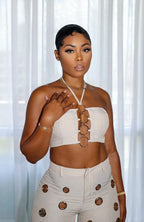 Wide Leg Pants Crop Top Outfits - Piña Colada