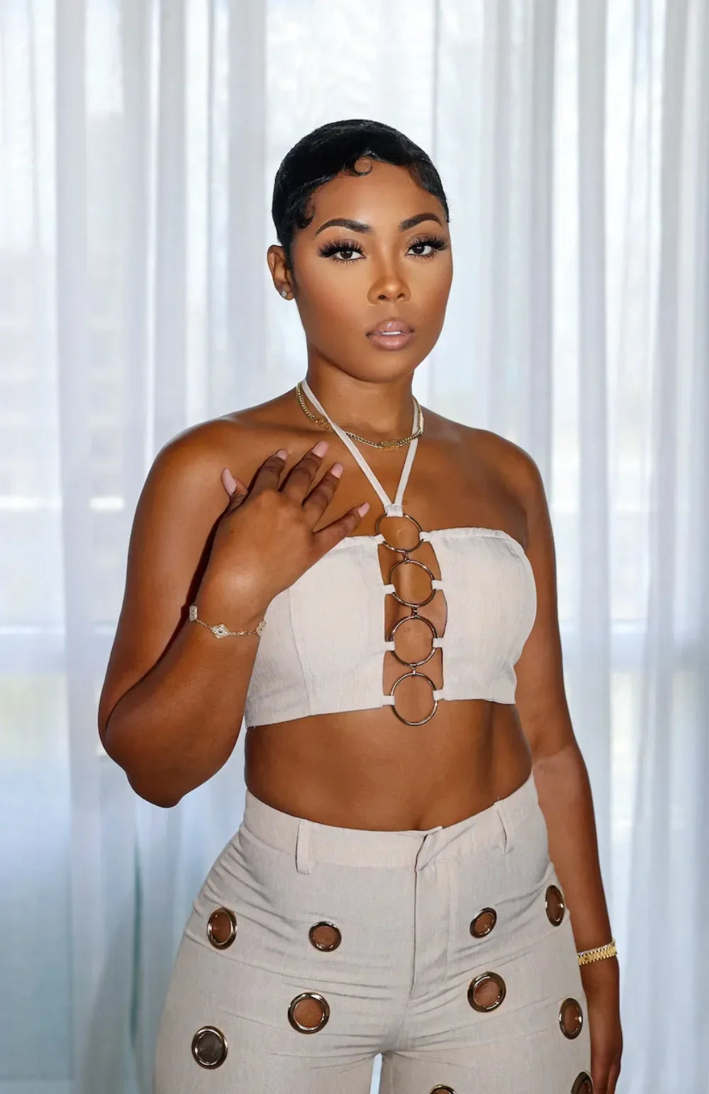 Wide Leg Pants Crop Top Outfits - Piña Colada