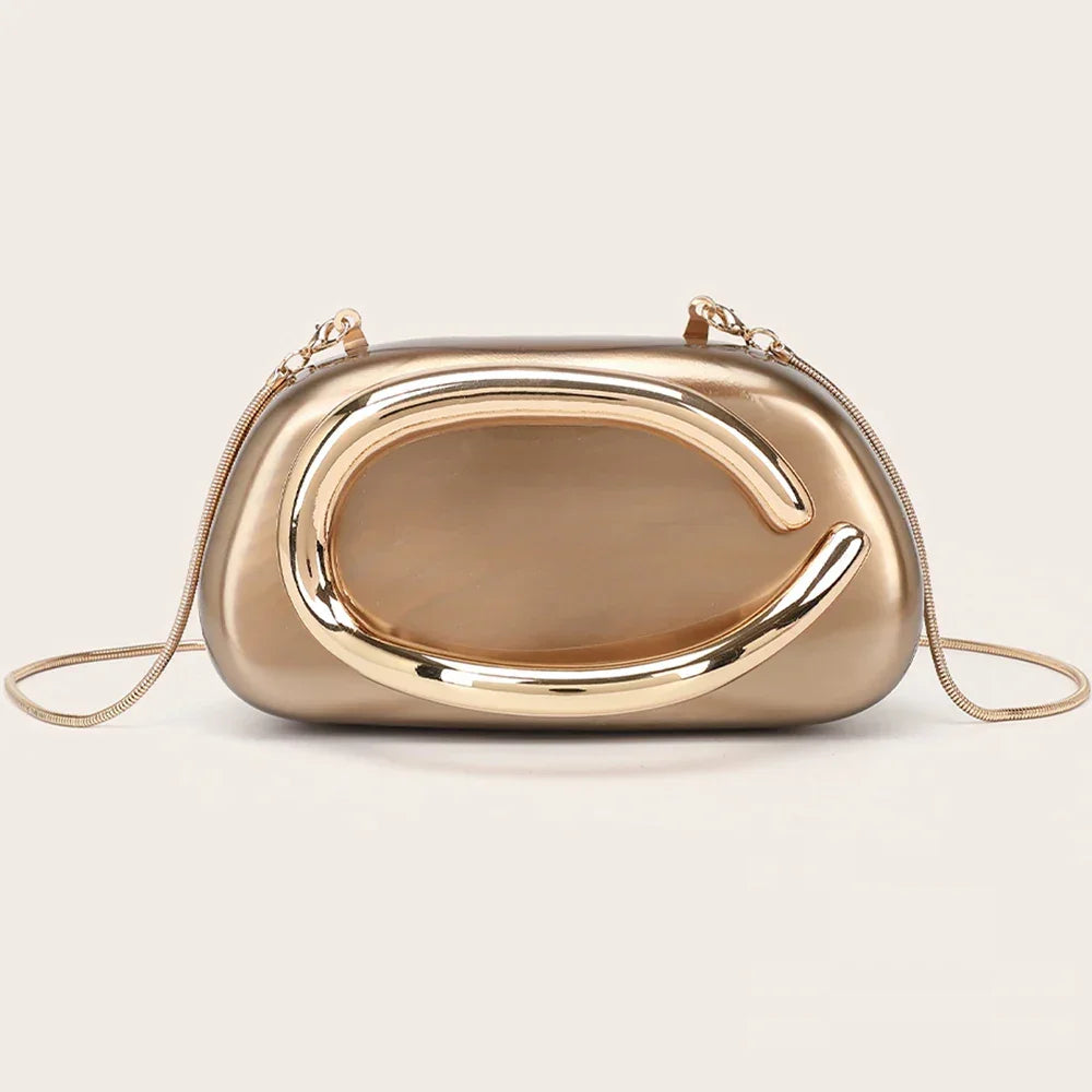 Gold Metal Crossbody Bag for Women’s Evening - Piña Colada