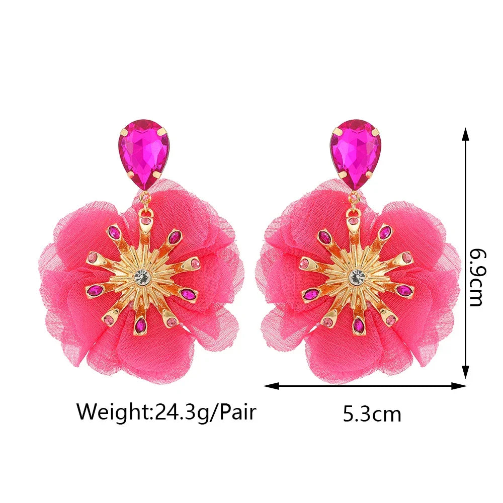 Lace Flower Cotton Drop Earrings - Piña Colada
