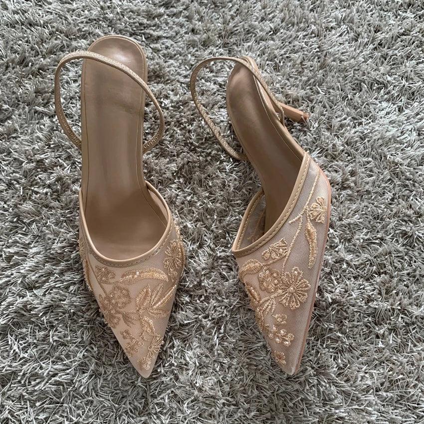 Mesh Embroidered Fashion Shoes - Piña Colada