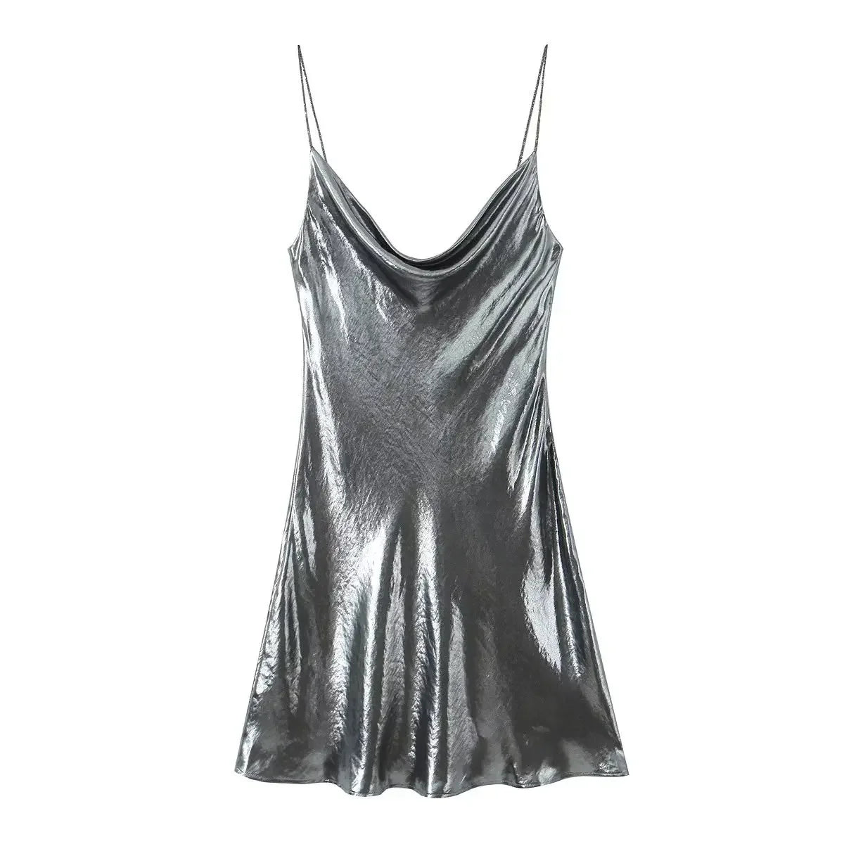 Mini Dress Women Metallic Draped - Piña Colada