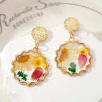 Natural Flower Dangle Earrings - Piña Colada