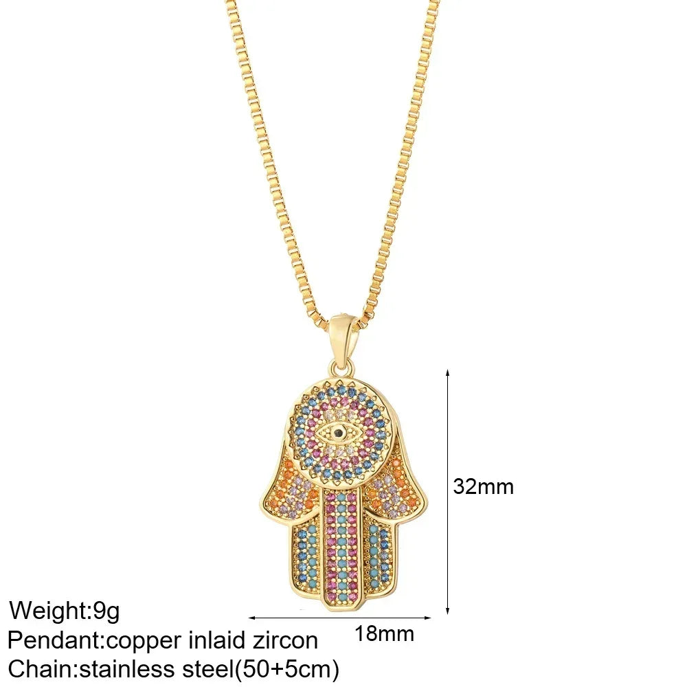 Gold Pendant Long Stainless Steel Chains - Piña Colada