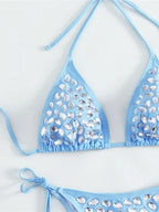 Diamond Rhinestones Halter Bikini - Piña Colada