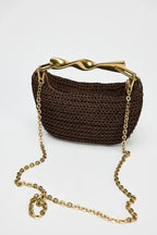 Summer Half-Moon Beach Straw Shoulder Bags Women's - Piña Colada