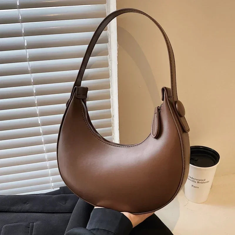 Cute Half Crescent Bag Leather