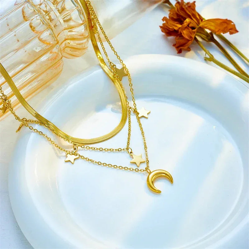 Moon Pendant Necklace - Piña Colada