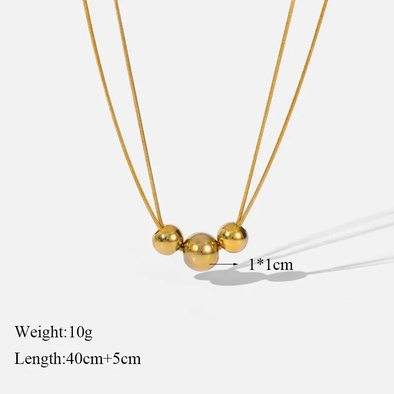 Trendy Stainless Steel Ball Pendant Necklace for Women - Piña Colada