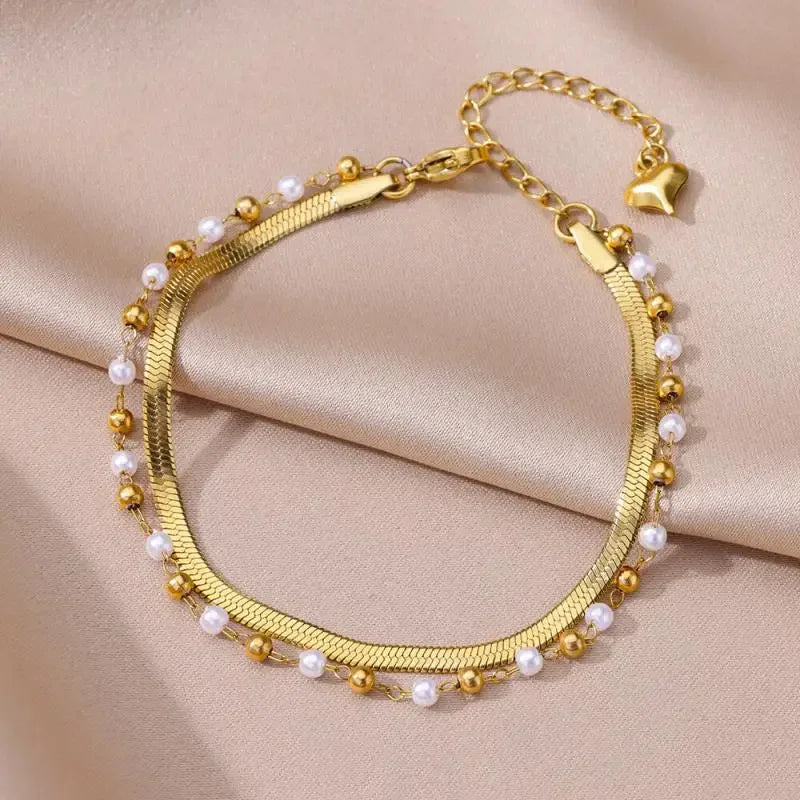 Stainless Steel Gold-Plated Anklet for Women - Piña Colada