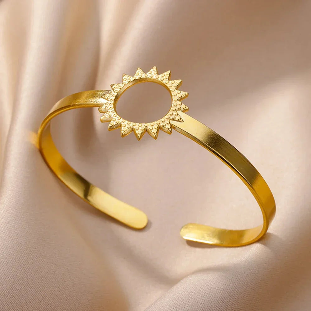 Stainless Steel Wide Bangles - Piña Colada