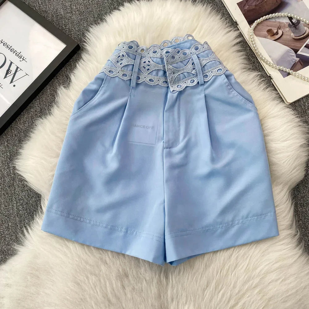 High-Rise Wide Leg Shorts - Piña Colada