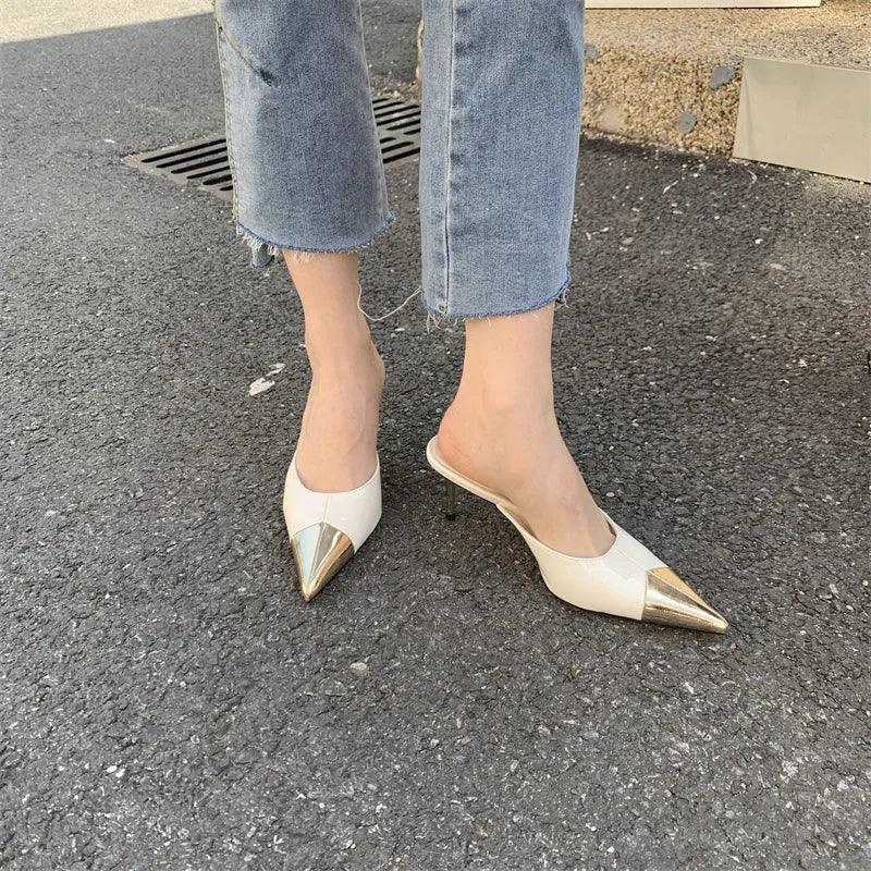 Pointed Toe Serpentine Sexy Thin Heels - Piña Colada