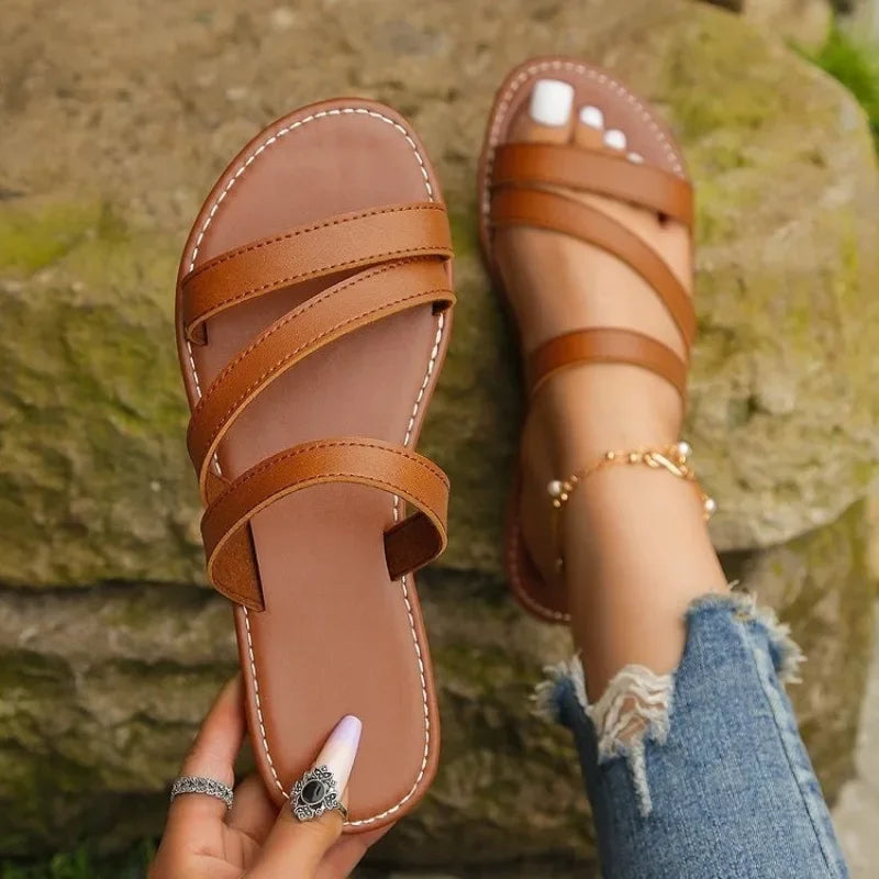 Flat Sandals Strap Slip-On - Piña Colada