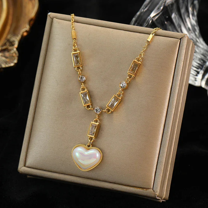 Trendy Stainless Steel Ball Pendant Necklace for Women - Piña Colada