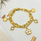 Stainless Steel 2025 New Fashion Jewelry Zircon Seashell Heart Flowers Charm - Piña Colada