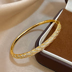 Gold Zircon Twisted Bangle Bracelet