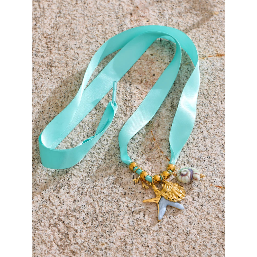 Ocean Amore Ribbon Necklace