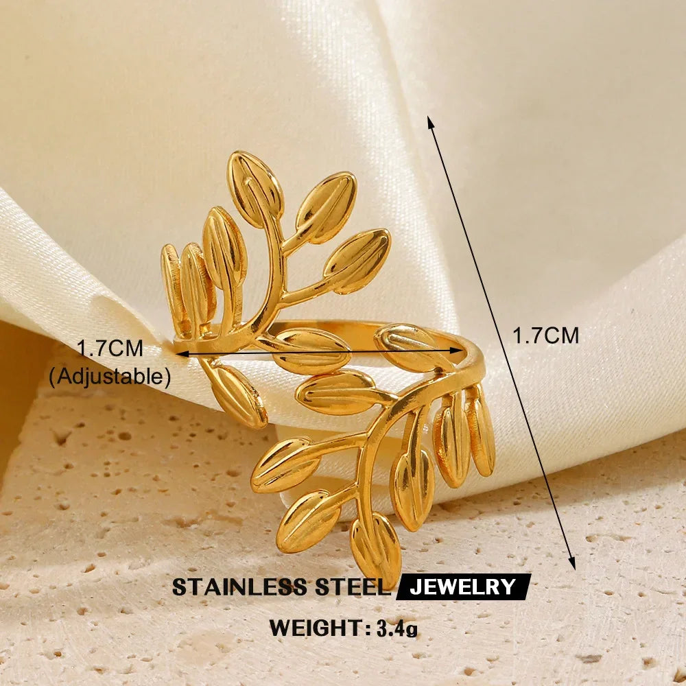 Gold Color Stainless Steel Heart Ring - Piña Colada
