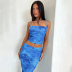 Tie Dye 2-Piece Mermaid Skirt Set – Slash Neck Summer Look - Piña Colada