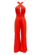 Crisscross Halter Jumpsuit - Piña Colada