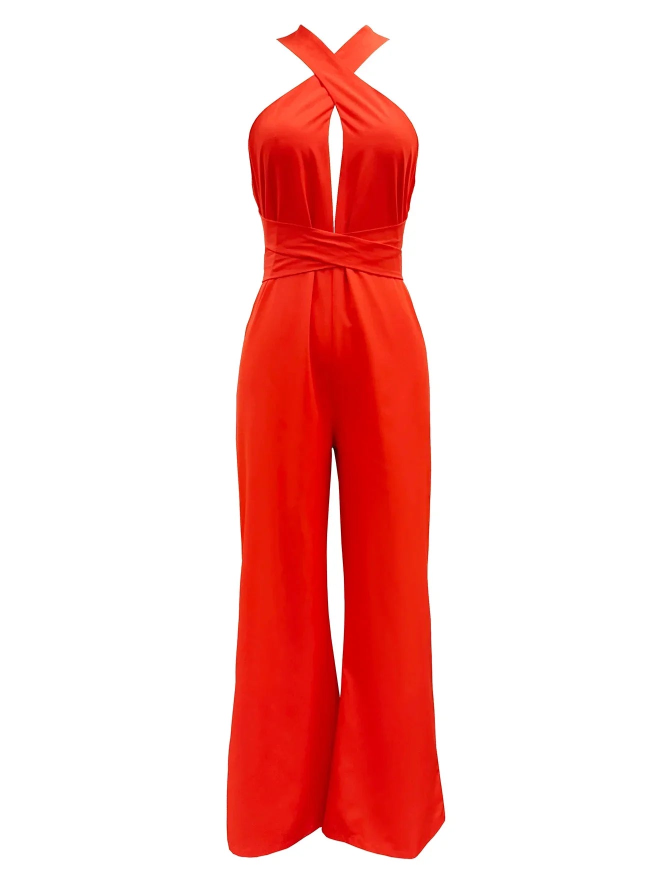 Crisscross Halter Jumpsuit - Piña Colada