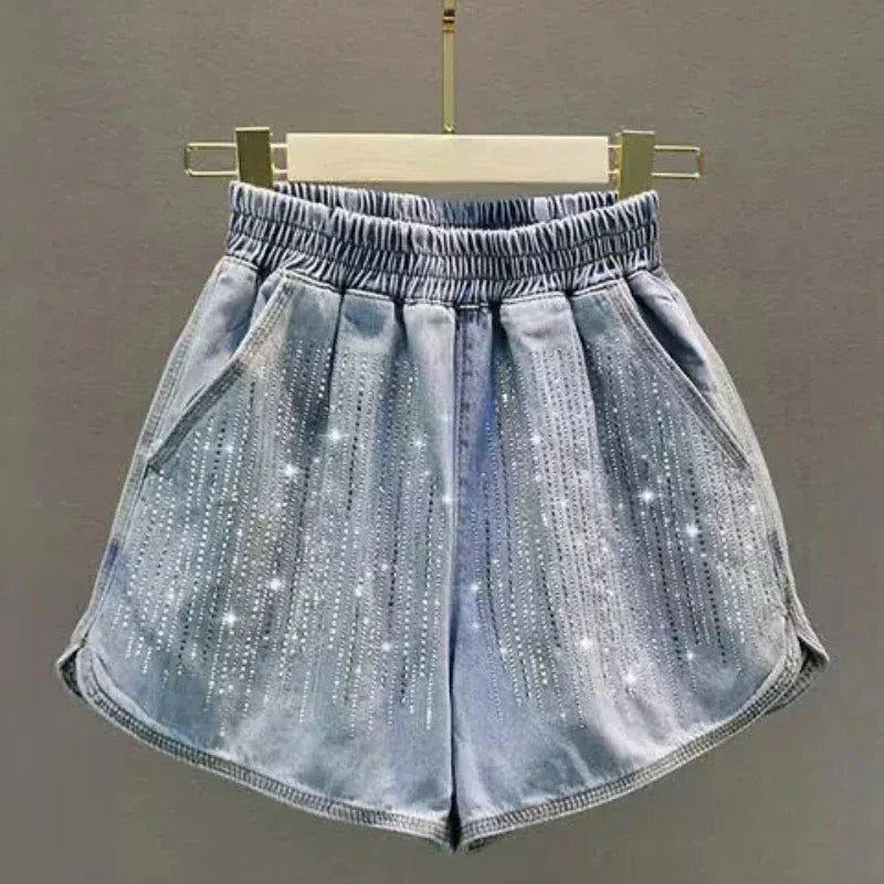 High Waist Loose Fit Denim Shorts - Piña Colada