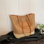Women Straw Crochet Beach Handbag - Piña Colada
