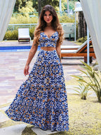 Hand-Painted Oversized 2-Piece Set – Backless Crop Top & Flowing Skirt - Piña Colada