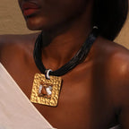 Vintage Geometric Rhinestone Pendant Necklace