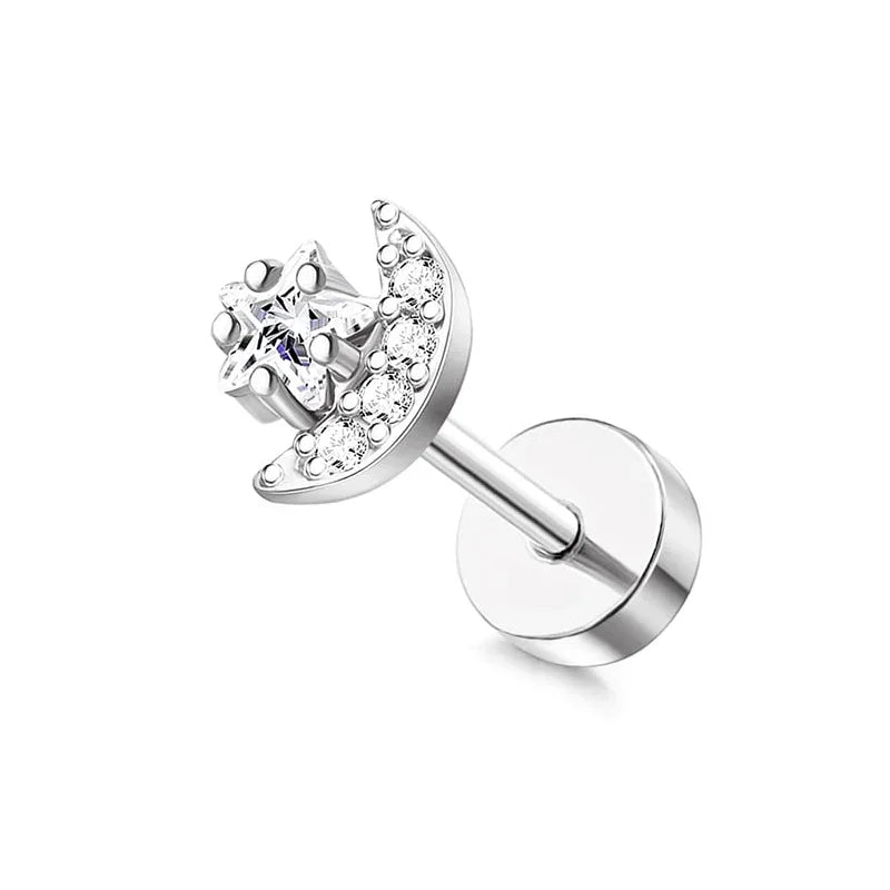 Moon-Shaped Screw-Back Stud Earring - Piña Colada
