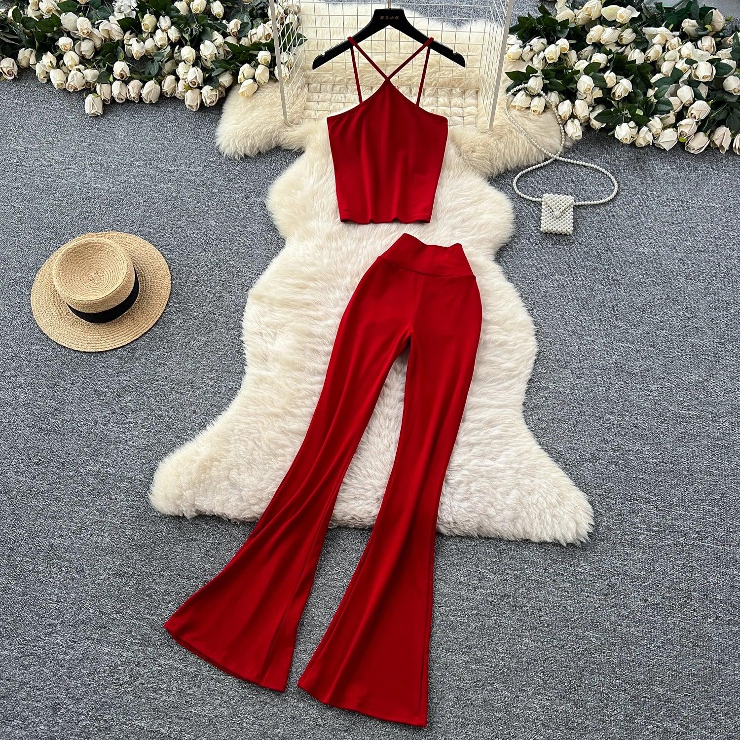 Unidance Pleated Square Neck Two-Piece Set – Casual Chic for Spring/Summer - Piña Colada