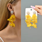 Boho Multicolor Cotton Flower Earrings - Piña Colada