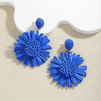 Boho Handmade Rattan Drop Earrings Flower - Piña Colada