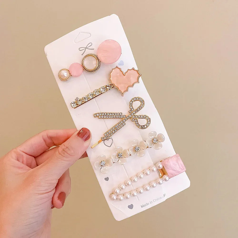Set Metal Rhinestones Hair Clip - Piña Colada