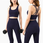 High-Waist Sports Leggings with Phone Pocket Set - Piña Colada