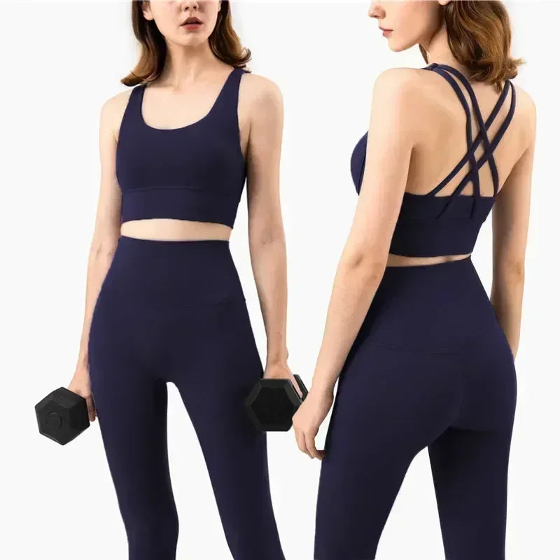 High-Waist Sports Leggings with Phone Pocket Set - Piña Colada